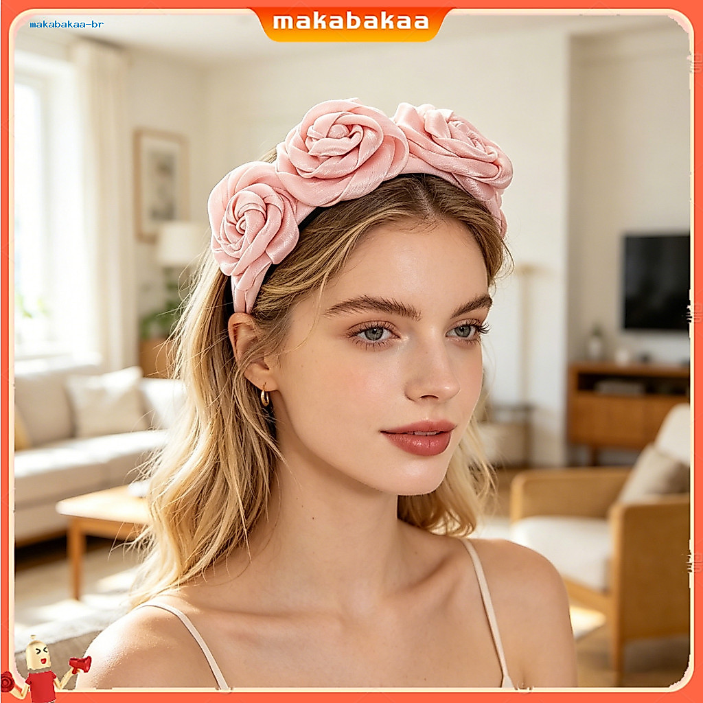 3d Rose Flower Hair Hoop High Elasticity Wide Headband for Women Stylish Daily Party Accessory Comfortable and Versatile