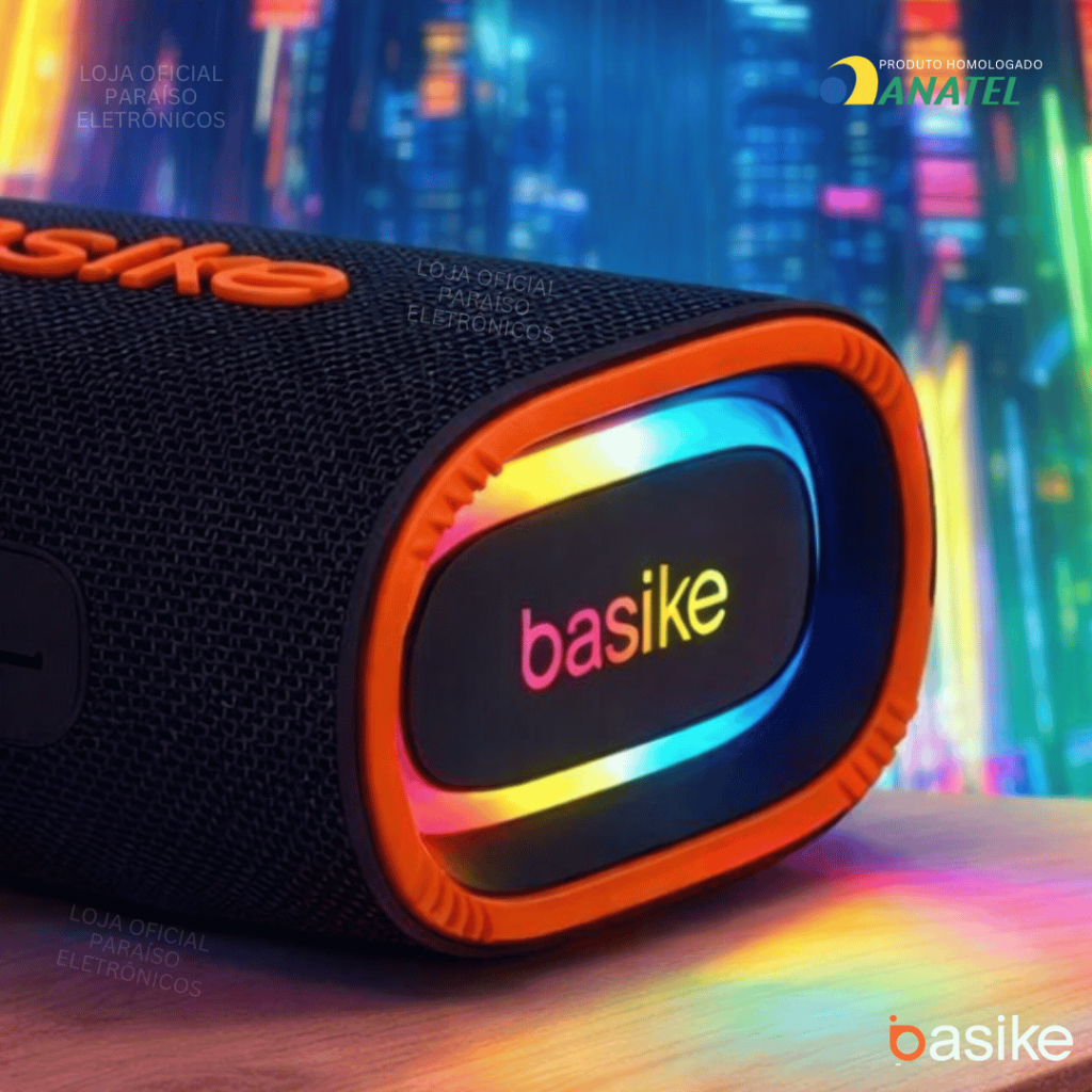 Caixa de Som Bluetooth BASIKE 15W / 8W POTENTE 2000 mAh Portátil 6h de Música LED TWS Prova d'Água