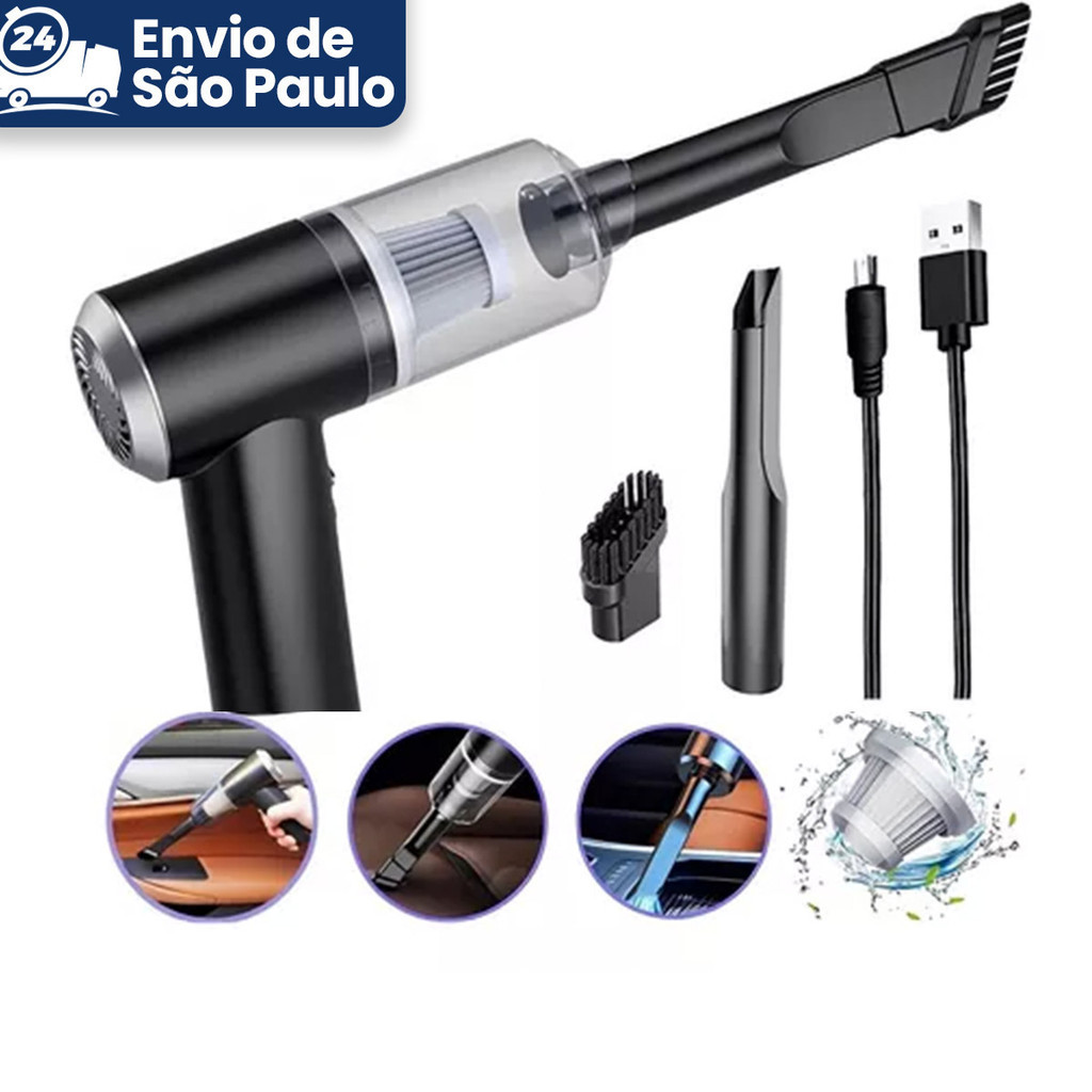 Mini Aspirador De Pó Usb Portátil Automotivo Potente Recarregável Sem Fio Carro E Casa 2000mAh