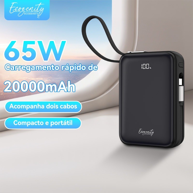 20000mah Carregador Portátil -Carregamento Rápido 65W Power Bank Carregador Saída dupla