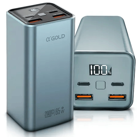 Power Bank 65W 20000mAh Alta Qualidade! 4 Portas USB/USB-C A'gold