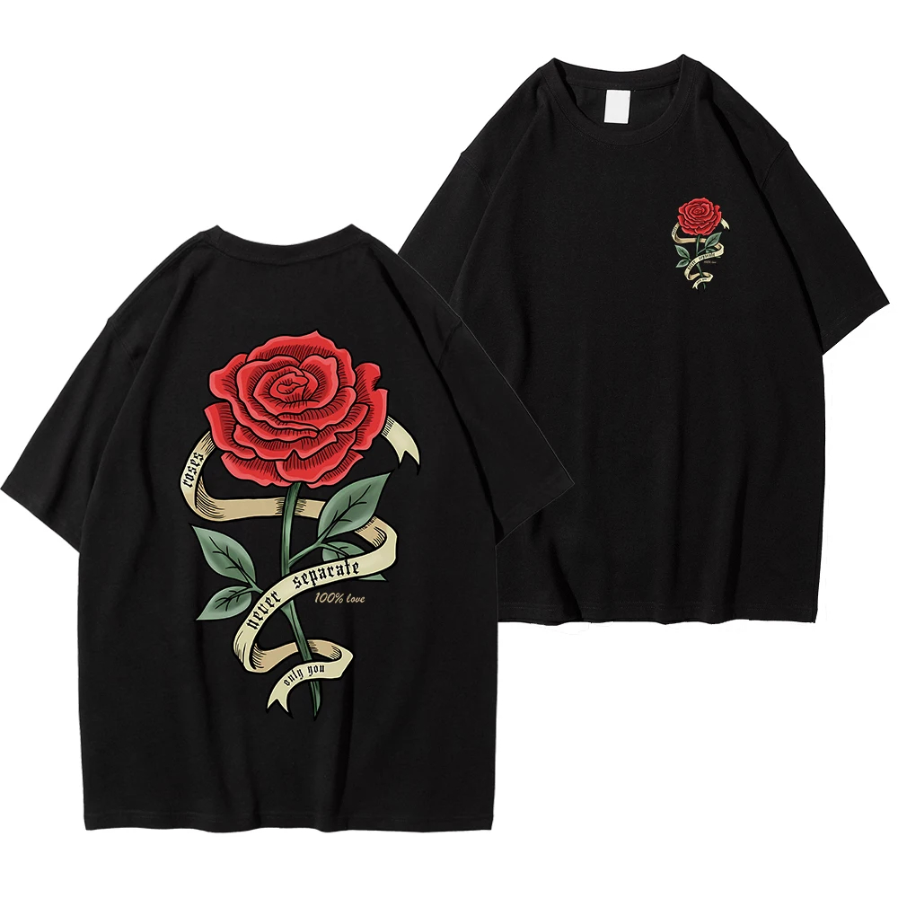 Camiseta Unissex Algodão Roses Never Separate