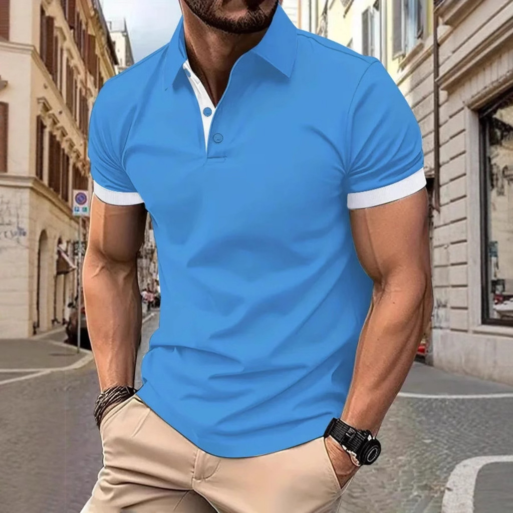 Men Top Comfortable Shirt Men's Casual Lapel Short Sleeve Loose Fit Pullover Daily Wear Summer Tee Regular Style for Sou