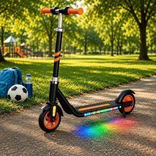 Patinete Elétrico Infantil Laranja Dobrável LED 15kmh 150W Rodas 6 Polegadas Unitoys