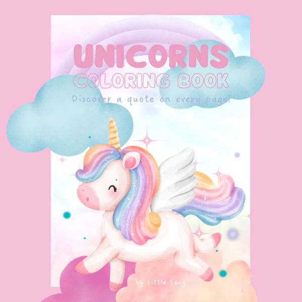 Unicorns Coloring Book – Discover a Quote on Every Page (Instant Download)
