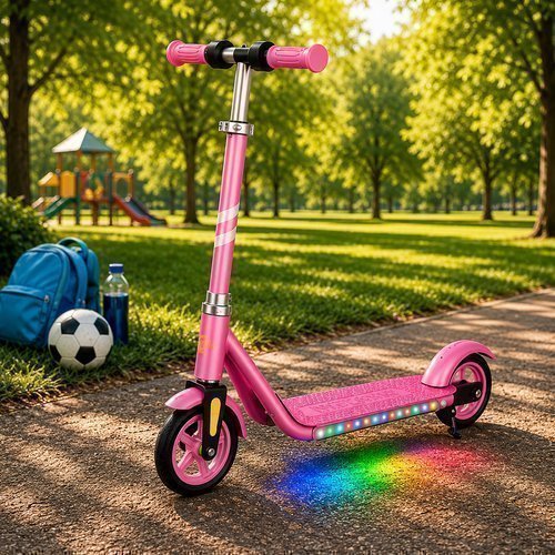 Patinete Elétrico Infantil Rosa Dobrável LED 150W 15km/h Rodas PU 6 Polegadas UNIToys