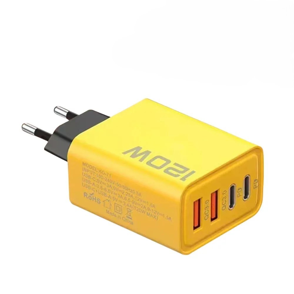 Carregador Turbo Tipo C 120W, Compatível com iPhone, Samsung e Xiaomi, USB PD