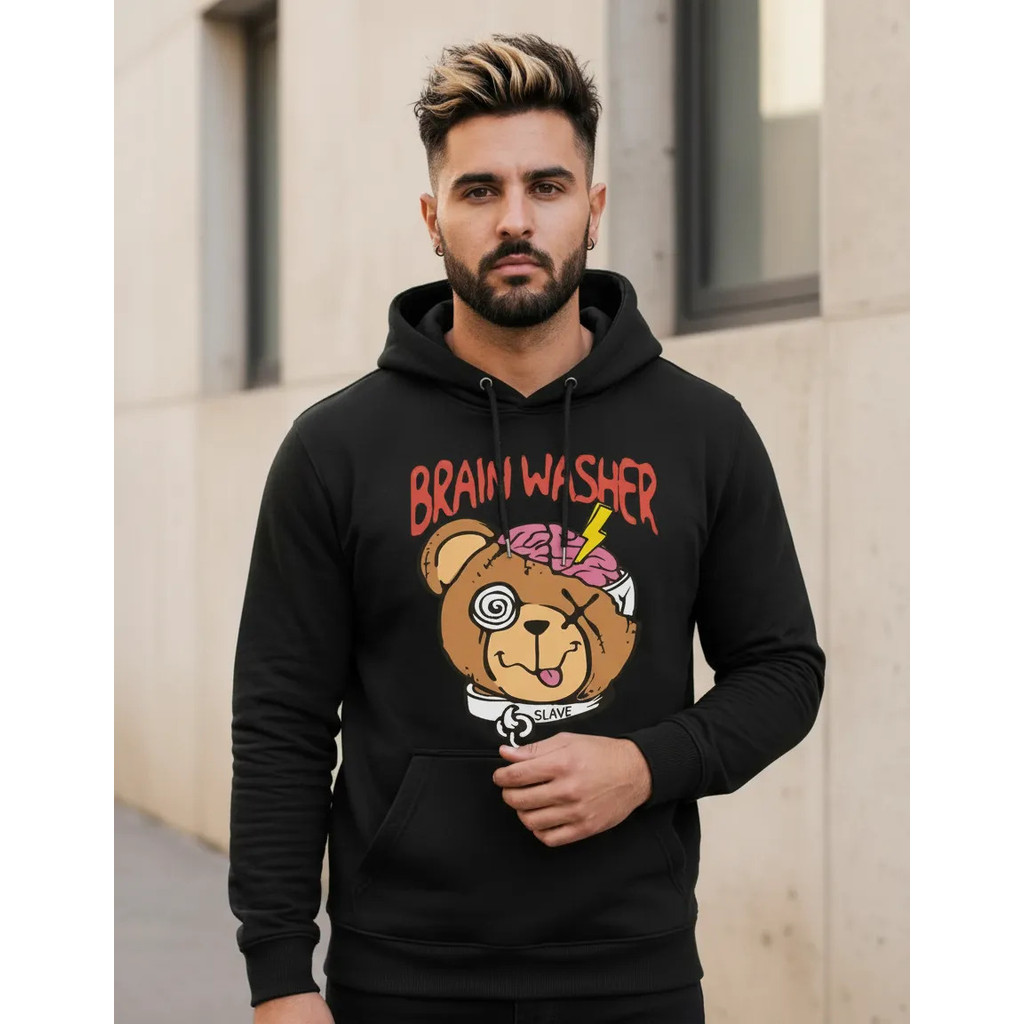 Blusa Moletom Canguru Cordao Capuz Urso Brain Washer