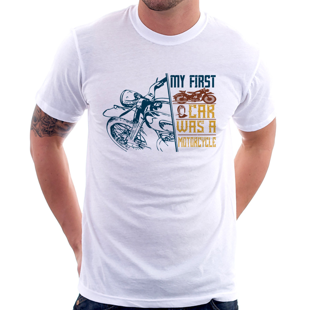 Camiseta My First Car Was A Motorcycle Camisa Masculina