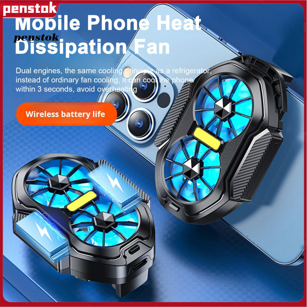 Telescopic Clamp Phone Cooler Dual Fan Mobile with Fans Rechargeable Battery Powered Cell Radiator Heatsink for Live for