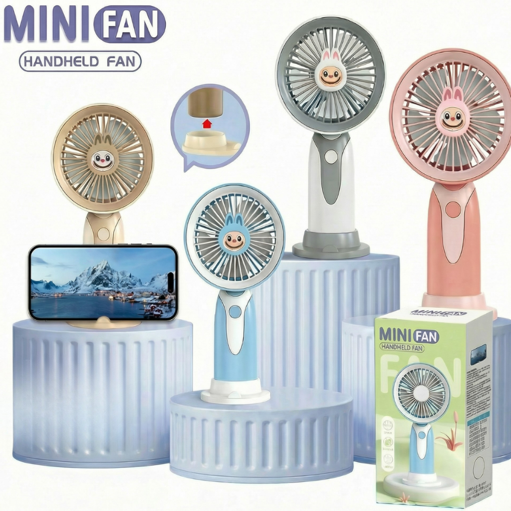 Mini ventilador (600022) de mão e mesa com suporte de Celular Recarregável Portátil