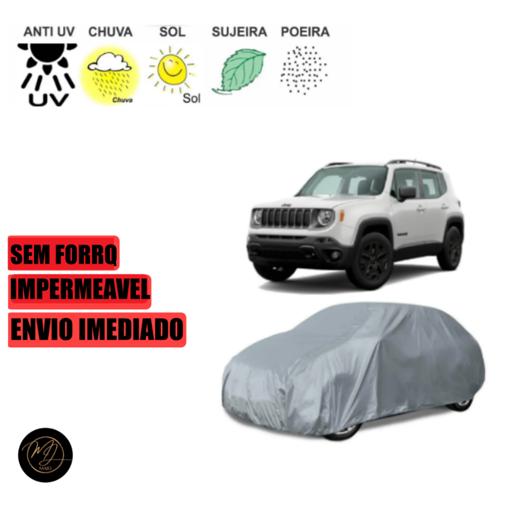 Capa de Cobrir Carro JEEP RENEGADE SEM FORRO- Impermeável e Proteção Completa contra Sol, Chuva