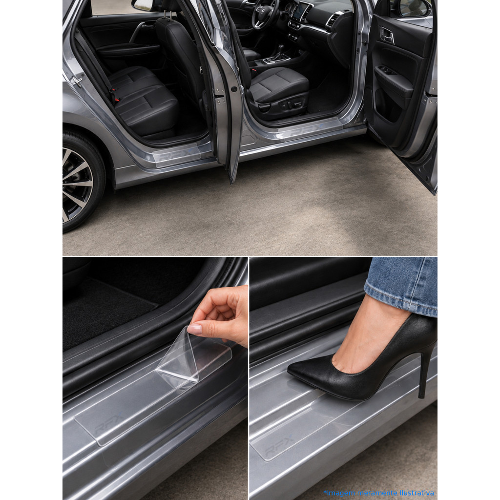 kit protetores de soleiras PPF Transp p/ Toyota Tundra 4 protetores PPF Transparetens p/ 4 portas