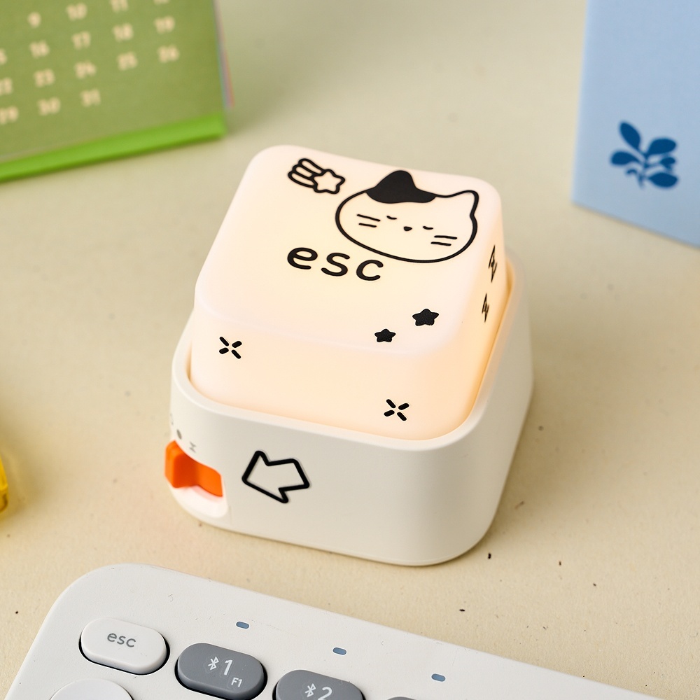 Navios Da Coreia Cute Cat Keycap Night Light Clicky Mecânico Switch Brinquedo De Descompressão Lâmpada De Mesa Luz De Hu