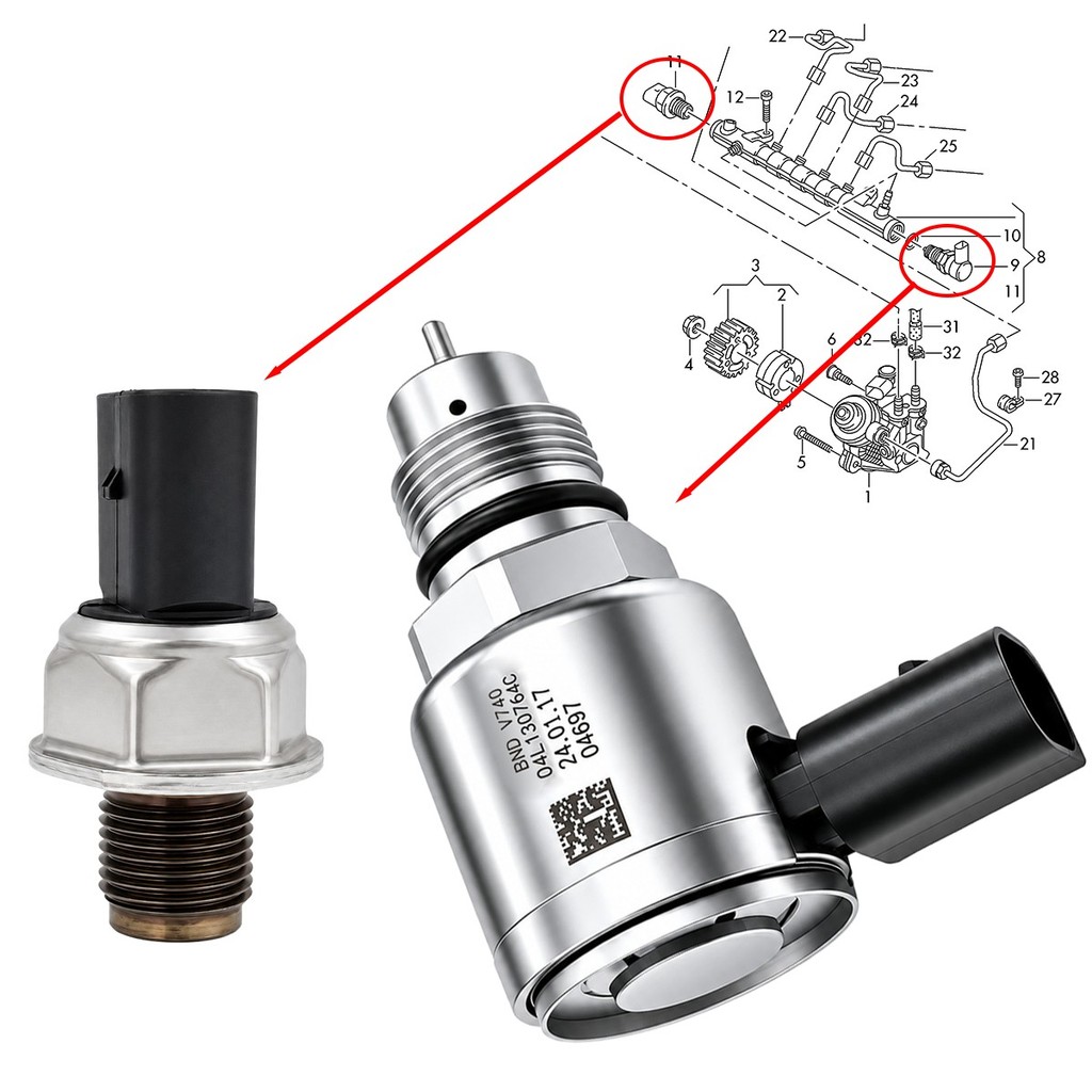04L906054F 04l130764válvula De Controle Do Sensor De Pressão De Combustível C Para 2016-2026 Skoda Kodiaq 2.0 TDI