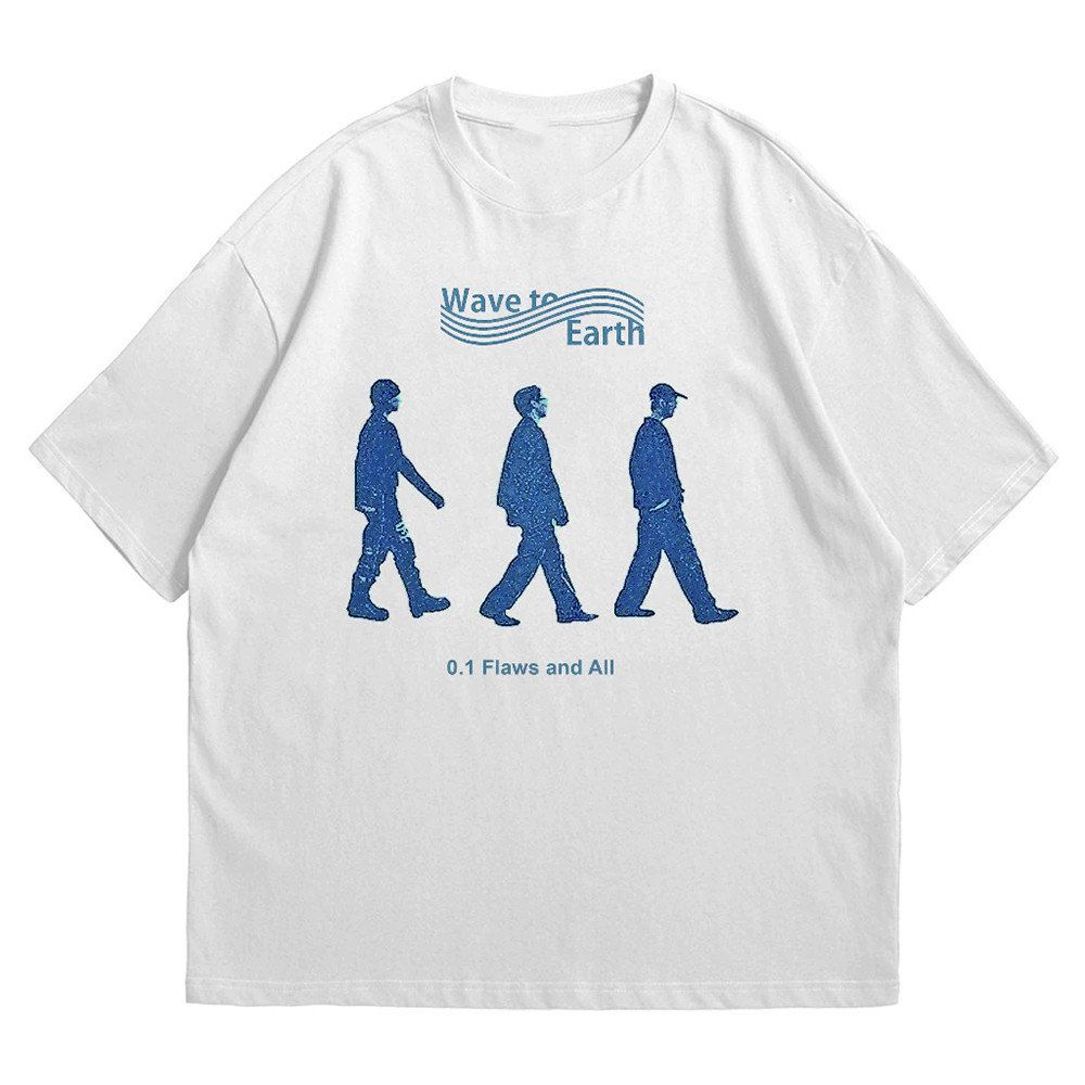 Camiseta kpop koran moda Wave te Earth flaws and all moda coreano em algodão basica e oversized
