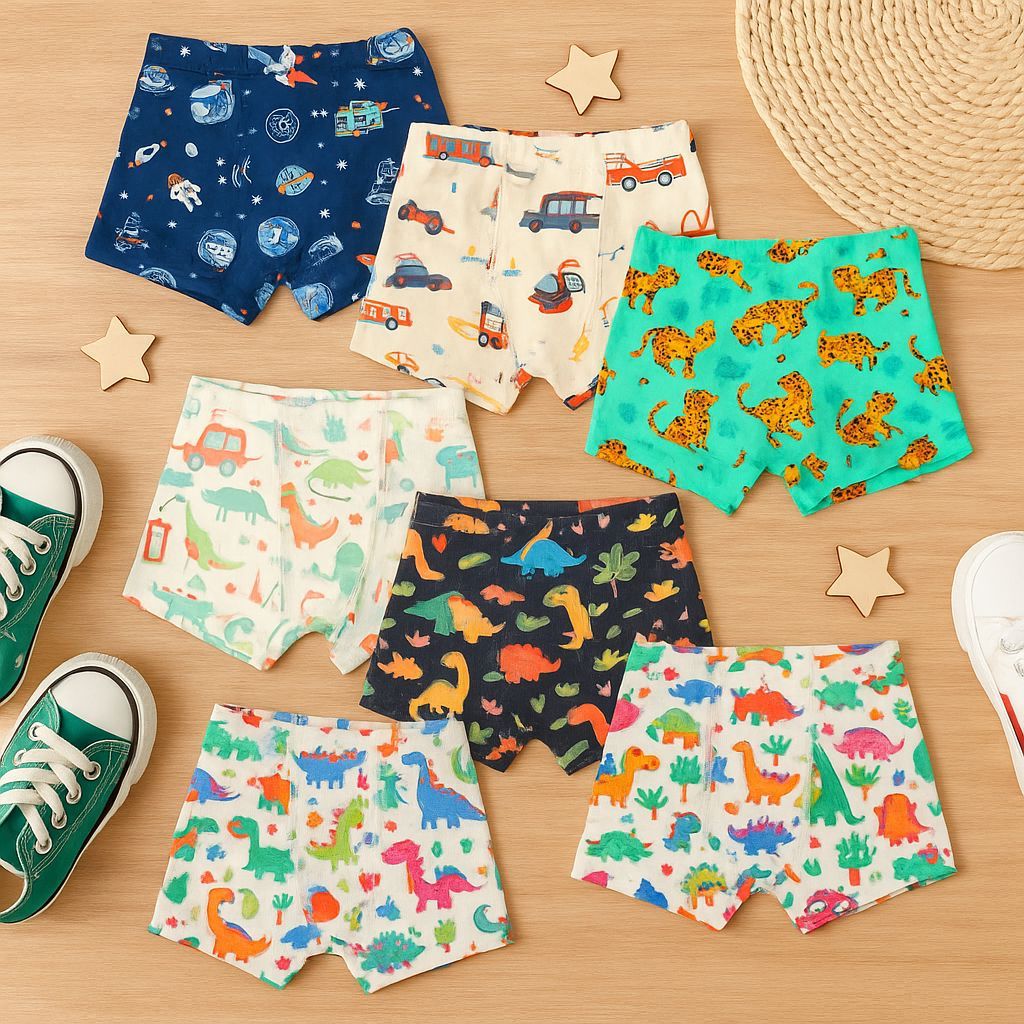Kit C/ 6 Cuecas Boxer Box Infantil Menino Cotton Algodão Cores Lisas Estampada Cuecas Up Man 02 a10