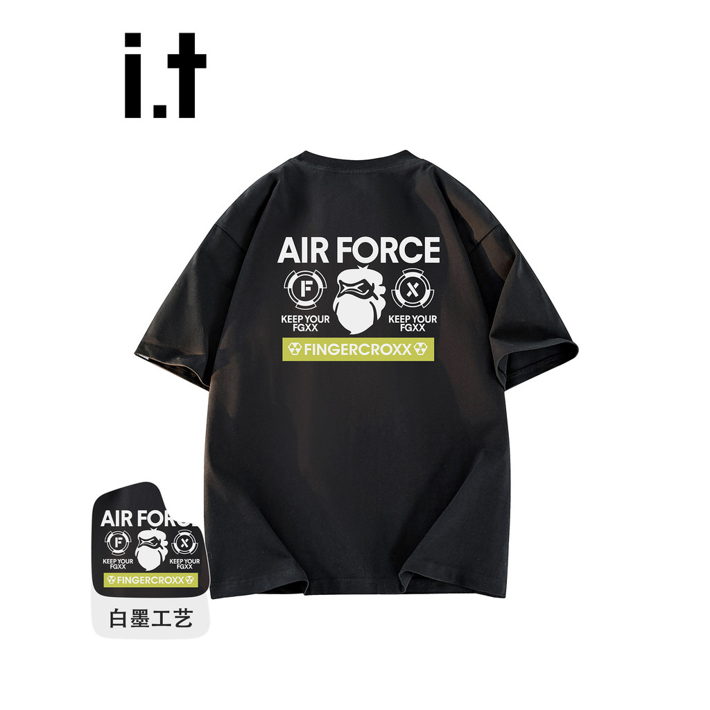 It FINGERCROXX Pure Cotton Ape-Man Print Camiseta de manga curta masculina preta novo estilo verão Street Wear Top W