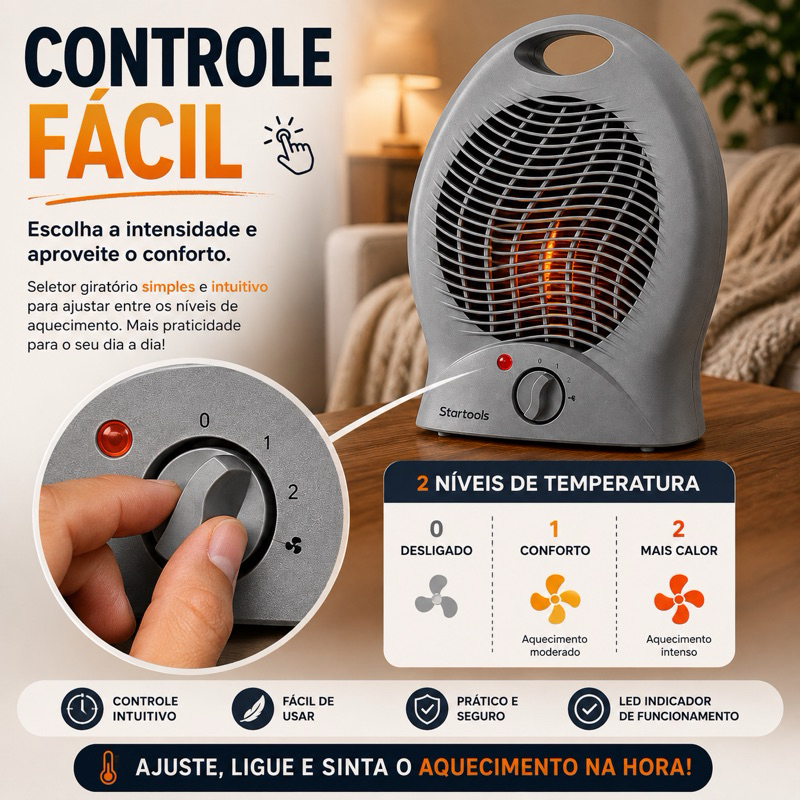 Aquecedor Elétrico 2000W 220V Portátil Compacto THERMELUX