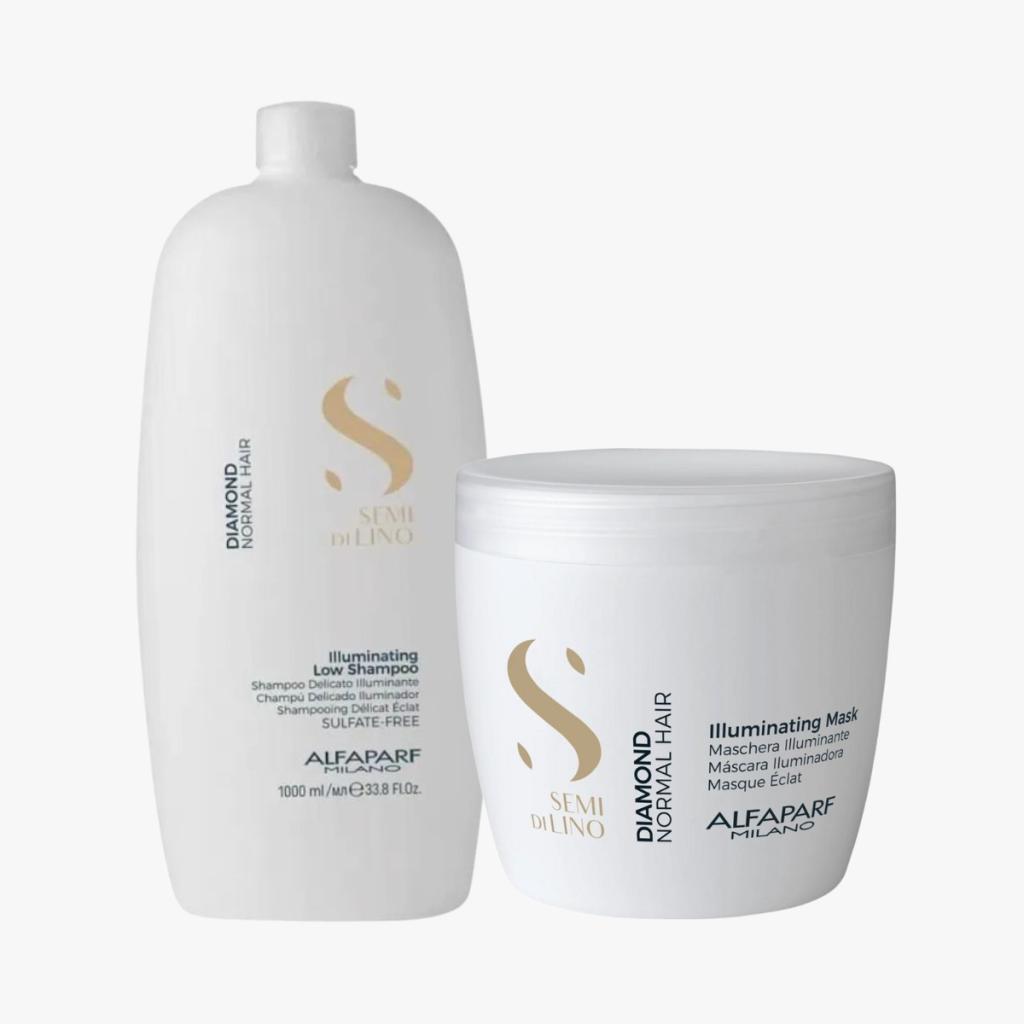 Kit Alfaparf Shampoo Illuminating Diamond 1l + Máscara Illuminating Diamond 500ml
