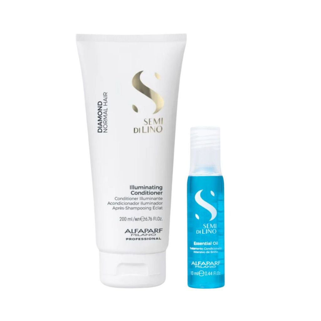 Condicionador Semi Di Lino Illuminating Diamond Hair Alfaparf 200ml + Ampola Semi Di Lino Oil 13ml