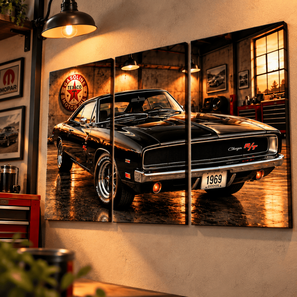 Quadro Carros Antigos Decorativo Oficina Garagem Clássicos Mustang Opala Charger Camaro Parede
