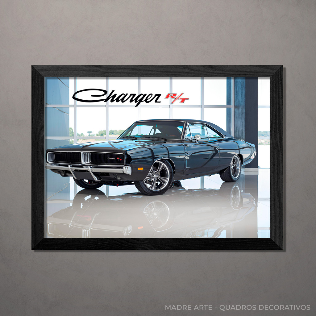 Quadro Decorativo Dodge Charger RT A4 Com Vidro