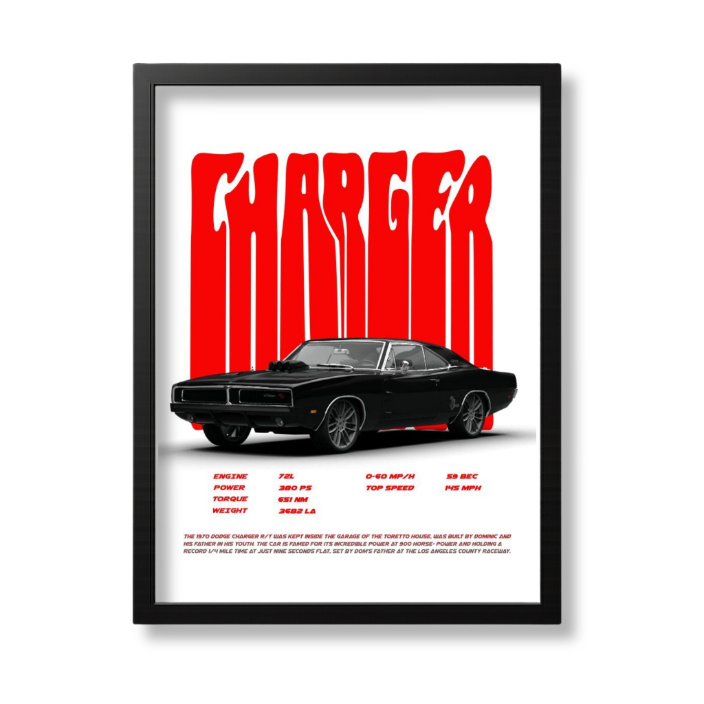 Quadro Decorativo Tamanho A4 Dodge Charger Poster Em Alta Definição Carro Esportivo