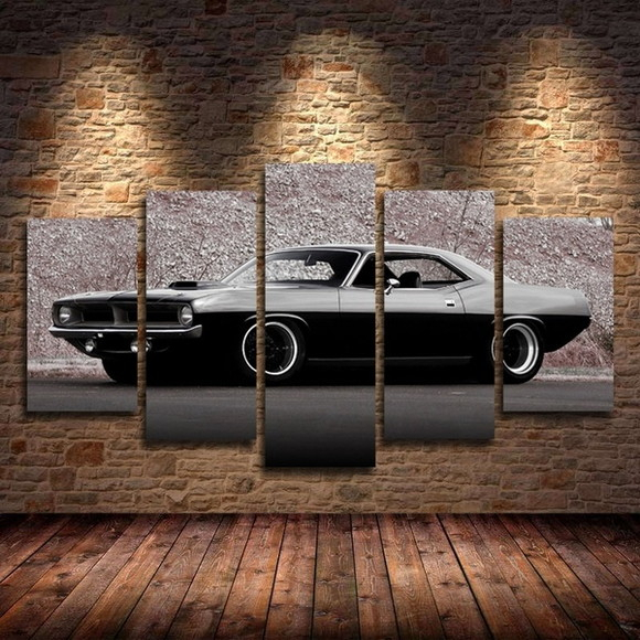 Kit Quadros Decorativo Mosaico 5 Peças Mdf Full Hd Carro Charger