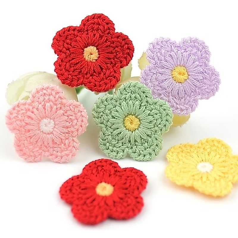 Flor de tricô/fFor para artesanato/Flor para aplicação /Mista