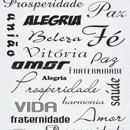 Papel De Parede Adesivo Casual Palavras De Alegria, Paz Ca11