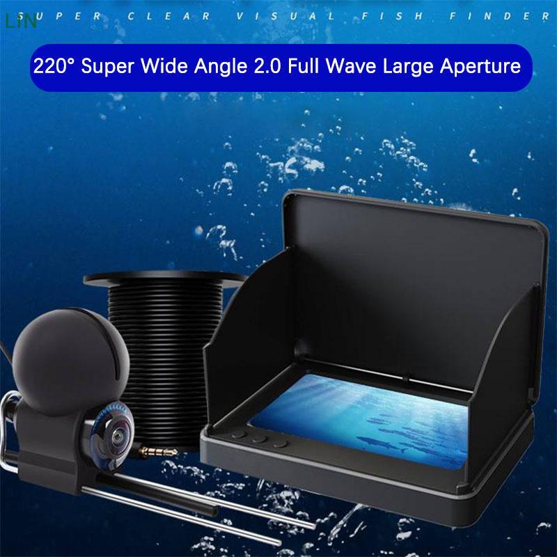 Localizador De Profundidade De Peixes Portátil Água 1080P 4.3 Polegadas LCD Subaquático 220 ° Câmera De Pesca Com Visão