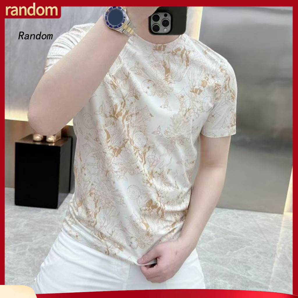 Fashionable Round Neck Men Top Printed T-shirt Men's Summer Casual Slim Fit Short Sleeve Tee for Daily Wear Street Style