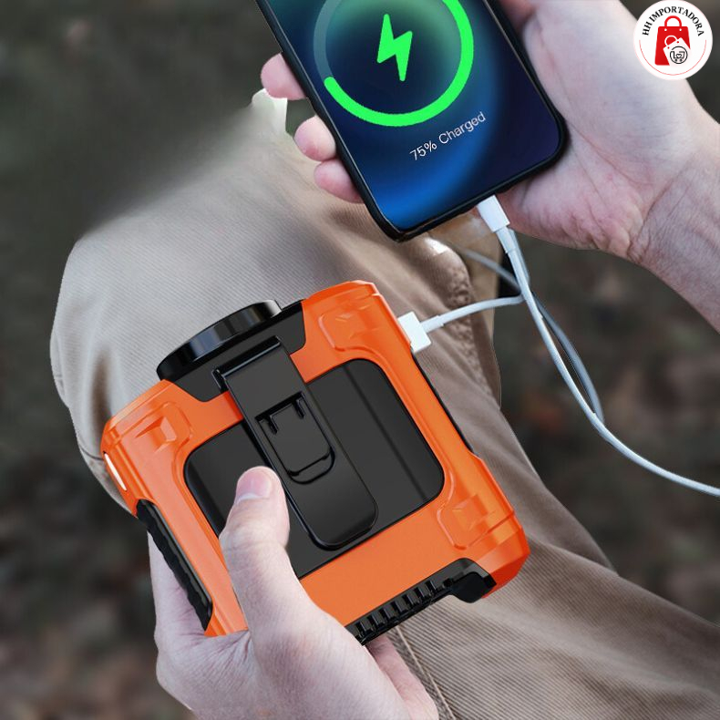 2 em 1: Ventilador Portátil USB e Power Bank 10000mAh – Cintura ou Pescoço, Potente e Conveniente