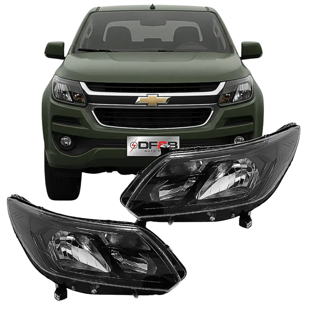 Farol Dianteiro Máscara Negra S10 2017 2018 2019 2020 2021 2022 2023 2024 Sem LED