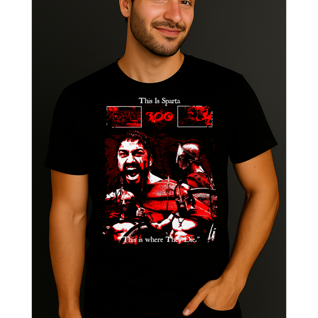 Camiseta 300 THIS IS SPARTA Filme Épico Pôster de Cinema Unissex 100% Algodão
