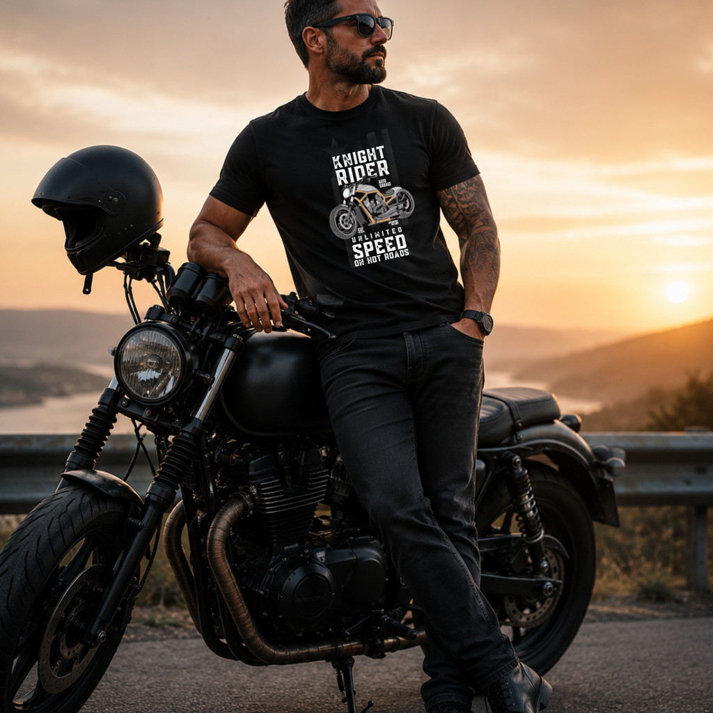 Camiseta Moto custon Gasoline knight rider Indian - Motoquerio