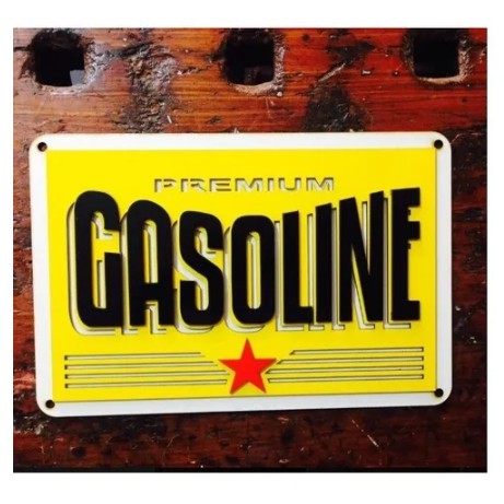 Placa Decorativa Quadro Entalhado Em Madeira Gasoline