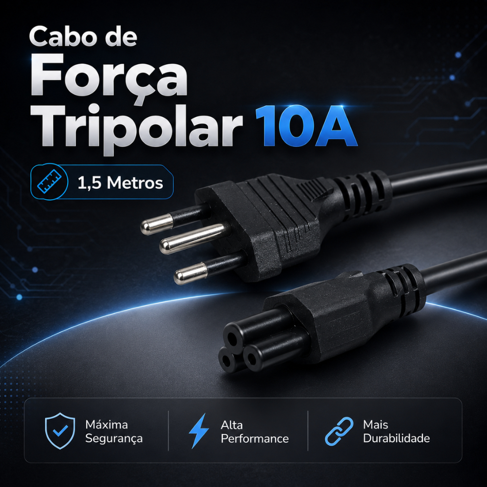 Cabo de Força Tripolar 1,5 Metros 10A