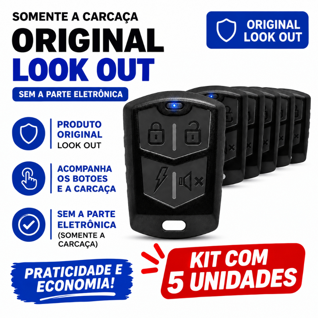 5 Capinha Carcaça Para Controles 4 Botão Alarmes Look Out
