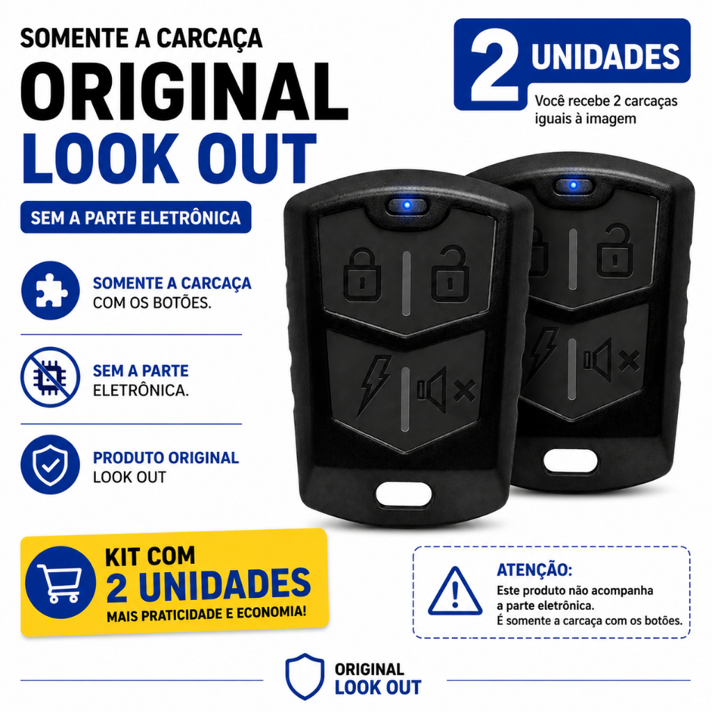 2 Capinha Carcaça Para Controles 4 Botão Alarmes Look Out.