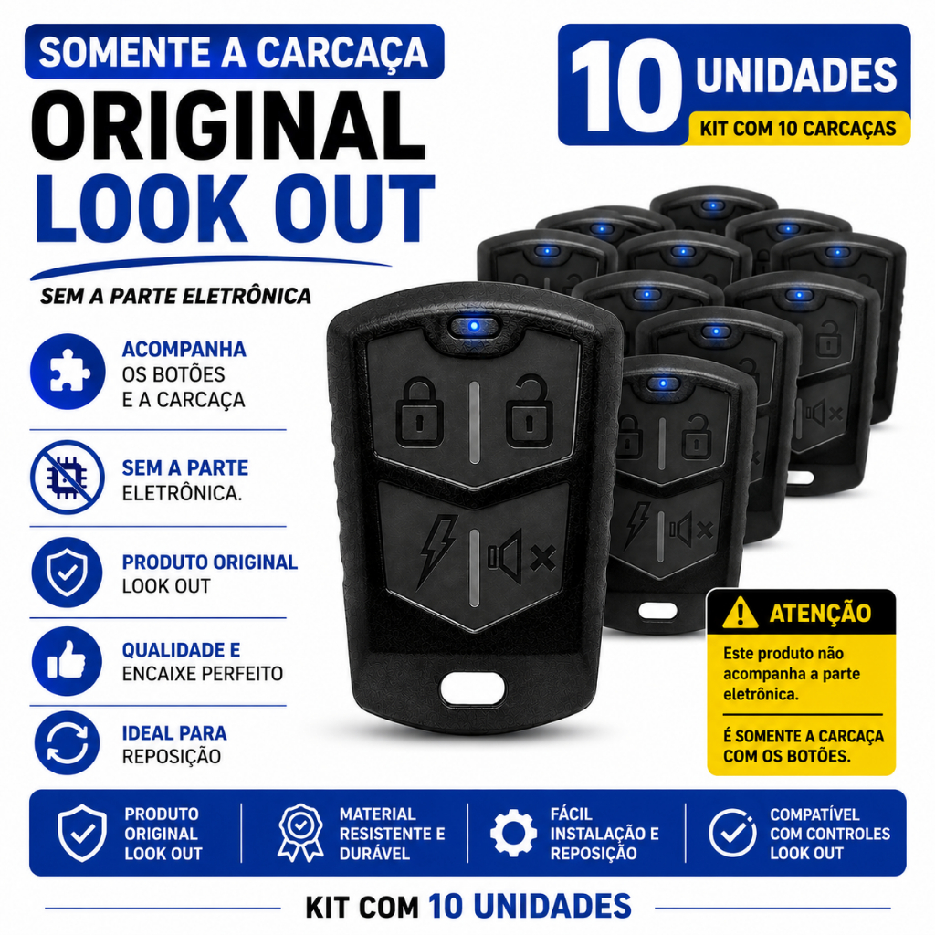 10 Capinha Carcaça Para Controles 4 Botões Alarmes Look Out.