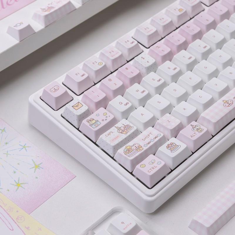 Koala Party Cute Pink Keycap PBT Sublimação de cinco lados Novo teclado mecânico Original de adaptação de fábrica