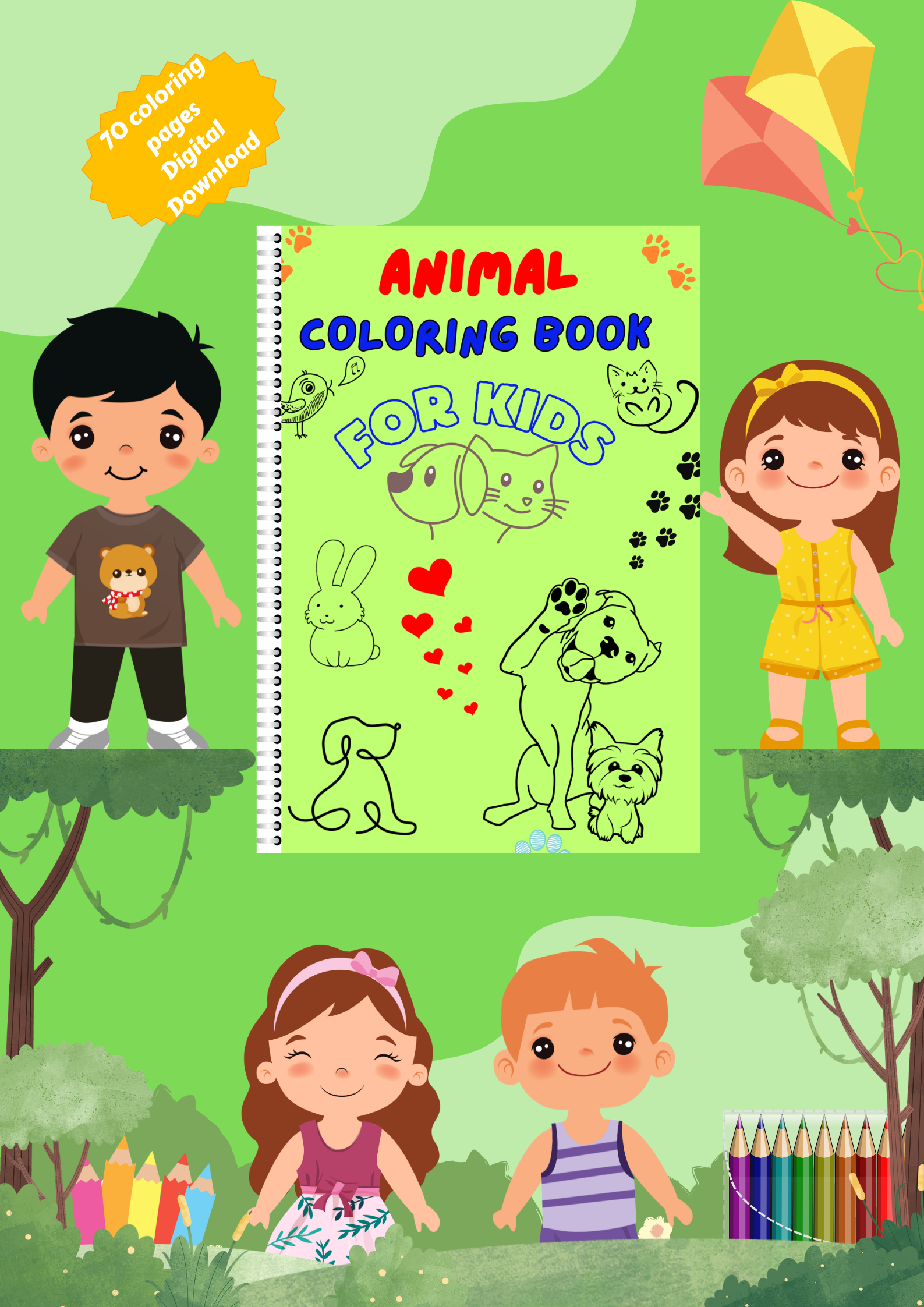 Animal Coloring Book for Kids: Printable Preschool & Toddler Activity Pages
