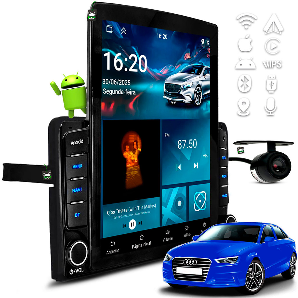 Kit Multimídia Tesla 9,7 Pol Android Audi A3 2007 2008 2009 2010 2011 2012