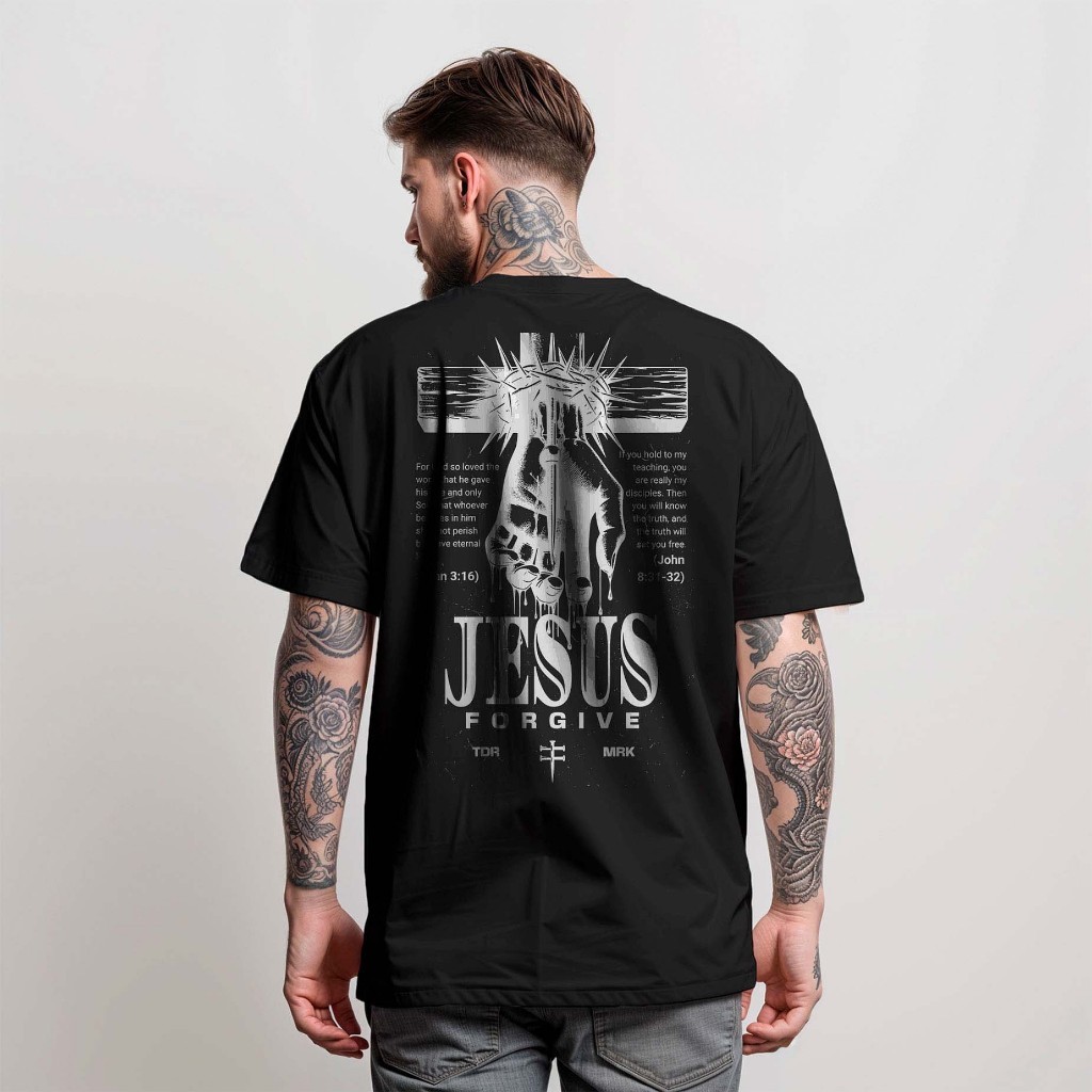 Camisa Masculina Jesus Forgive Camiseta Manfinity 100% Algodão  T-Shirt Street Wear