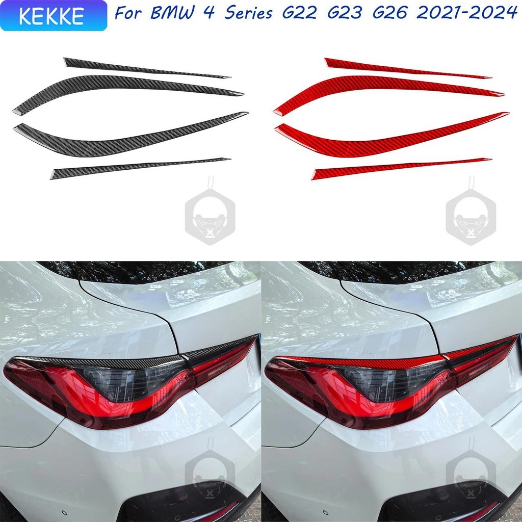 Para BMW Série 4 Acessórios G26 2021-2024 Interior De Fibra Carbono Farol Traseiro Sobrancelha Decalque Decoração Automá