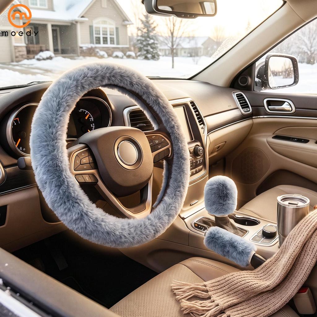 Kit De Capa Interior De Carro Peludo De 3 Peças Para Deslocamento Diário De Inverno SHOPSKC3291