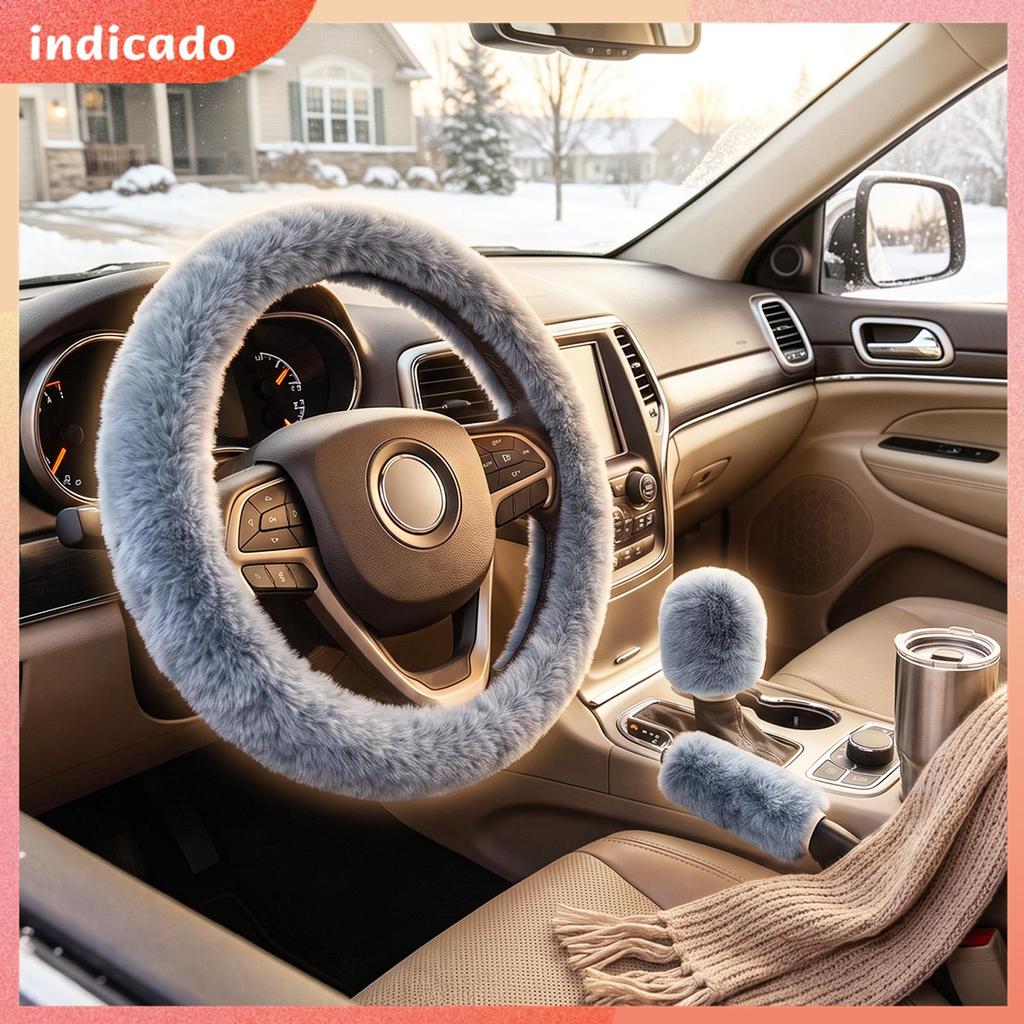 Kit De Capa Interior De Carro Peludo De 3 Peças Para Deslocamento Diário De Inverno SHOPSBC4885