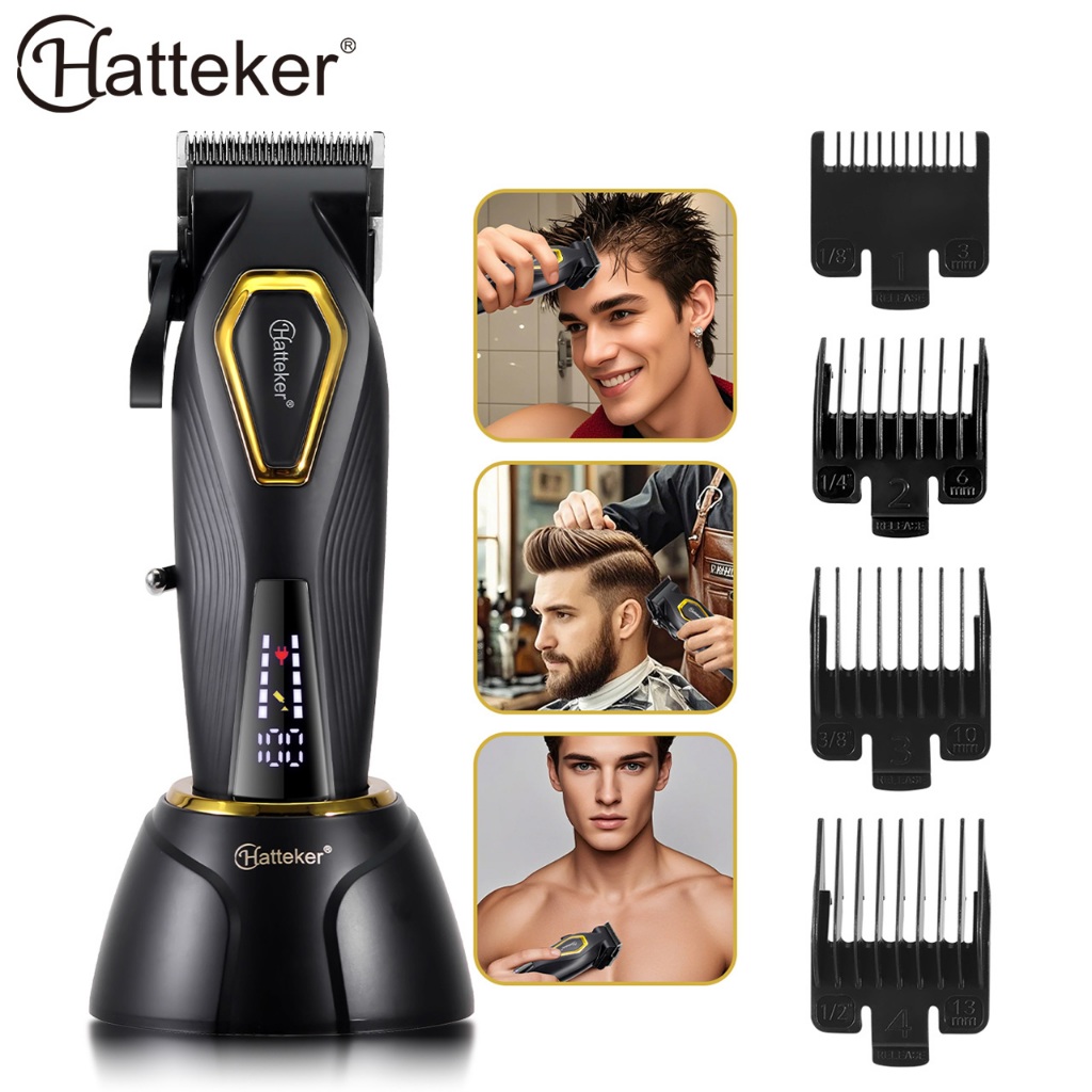 Máquina Cortar Cabelo Profissional Turbo Potente Motor 10w Hatteker G60 Brushless 7500 RPM Lítio
